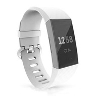 白色 fitbit Charge 3/4 智能手環手錶錶帶 3D 菱形圖案透氣矽膠替換腕帶配件