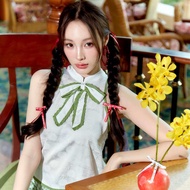 FLAT2112 FF0984 : LOVE JADE TOP เสื้อแขนกุด แต่งโบว์