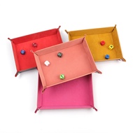 Flannel Dice Tray Rectangular Four Corners Folding Game Dice Tray Storage Tray PU Leather Key Storag