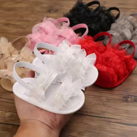 Fashion Young Children New Born Baby Girl Princess Shoes Lace Toddler Summer Sandal Non-Slip Shoes F