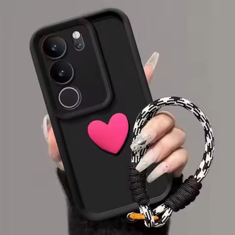 For vivo Y19S Case vivo Y29s Phone Case Vivo Y04 4G Cover Vivo Y19e 3D Love Heart Hand Strap Back Co