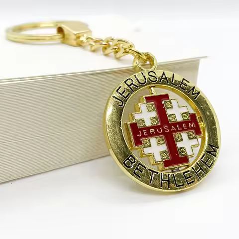 Christian Key Ring Jewelry Bag Pendant Souvenirs Gift for Women Men Jerusalem Bethlehem Cross Keycha