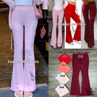 high waist pants botcut seluar bootcut palazzo knitted fit to m-l wide leg pants legging bootcut Arm
