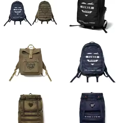 Human Made American retro style nylon backpack, large capacity travel backpack, student backpack, ou