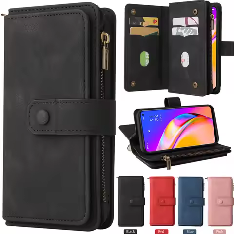 For OPPO A79 5G Multi 15-Card Zipper Wallet Leather Case For OPPO A78 A58 A60 A38 A18 A95 A94 A96 A7