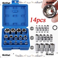 FKILA 14PCS/Set Wrench Head Star Socket Set, E4-E24 External Hex Hexagon Socket Nut Socket, Versatil
