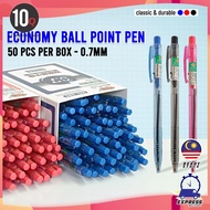 10Q Economy Ball Point Pen 0.7mm Box of 50pcs Value Pack Retractable Professional Leakage-Proof Stat