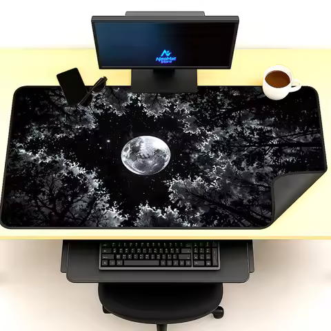 Starry Forest Table Mat Large 120x60 White Moon 5mm Thick Giant Night Sky Gaming Mousepad Black Acce