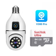 CCTV IP Camera E27 V380 Pro jarak jauh cctv mini WIFI sambung ke hp cctv satu paket lengkap cctv wir