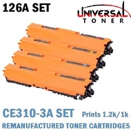 Compatible with HP CE310A/ CE311A/ CE312A/CE313A (126A) Set of  Laser Toner Cartridges (Prints 1200/