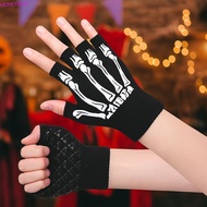 HONEYHIVE​ Punk Skeleton Gloves, Black Knitted Halloween Skeleton Gloves, Dress Up Ghost Claw Thicke