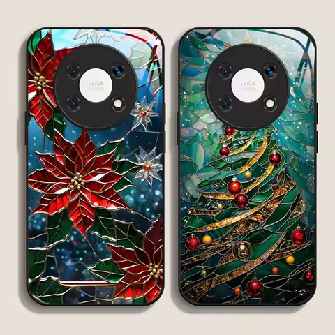 Artistic Cartoon Christmas Tree Pattern Tempered Glass Phone Case for Huawei Nova 13 12 SE 11 10 Pro