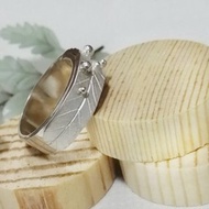 葉子戒指 925純銀 寬版 純銀戒指 男戒 單只 贈刻字 客製 手作