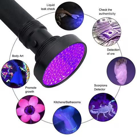 100/51/21 LED UV Flashlight Black Light Super Bright Handheld Flashlight for Hotel Inspection Pet Ur