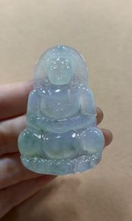 糯冰種晴底飄綠花觀音天然緬甸翡翠A貨