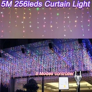 ✨5M 256LED Hari Raya Light String 4m 96led icicle Light 8Modes Outdoor Waterproof Fairy Lights Hari 