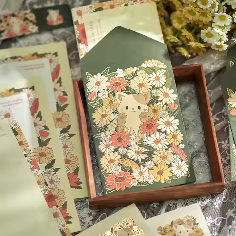 9Pcs/set Korean Cute Bear Rabbit Envelope Writing Paper Set For Couples Friends Birthday Wishes Lett