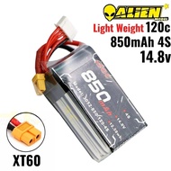 Alienmodel 4S 14.8V 850mAh 120C Lipo Battery with XT60 Plug AL850/120-4S6