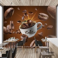 Wallpaper Dinding 3D Custom Cafe Coffee Shop/ Kafe Kopi (21Bs-003)
