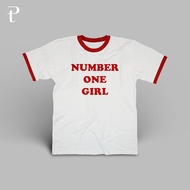 Number One Girl Ringer T-Shirt, Custom Premium Cotton 24s T-Shirt, Ringer T-Shirt