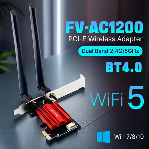 WiFi 5 AC1200 PCIE Wireless Network Card Dual Band 2.4G/5GHz Bluetooth 4.0 6DB High-Gain Antennas fo
