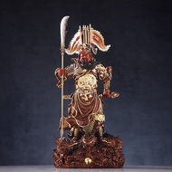 Pure Copper Red Copper Gold Painting Guan Gong Potrait Lord Guan The Second Statue Statue Stand Knife Kowloon Guan Gong