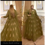 Hindi embroidered ceruty dress with hijab set Jubah Muslimah
