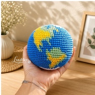 Handmade wool earth, hand-held size, crocheted globe, large size 10cm. Crochet Earth Globe | Luuhien