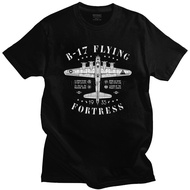 Spitfire B-17 Flying Fortress T Shirt Men Short Sleeve Cotton T-shirt Supermarine Fighter Plane Pilo