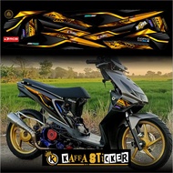 Striping Beat Karbu Stiker list body motor Beat Lama Polet Gold