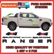 Ford Ranger Raptor Car Body Sticker Design 3 Decal Set Pelekat Wildtrak 4x4 Black Grey White Accessories Aksesori Kereta