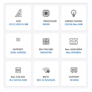 8G+256G Computer Host Mini S N5095 PC Quad-Core 4K UHD 11th Gen Processor N5095 Computer Host