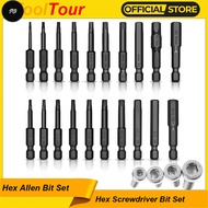 PW Hex Head Allen Wrench Power Drill Bit Set 1/4In Hexagon Screwdriver S2 Steel Screw Driver Key Ext
