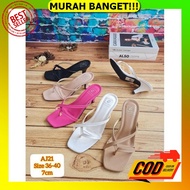New Women's Shoes Heels BIG Chunky Heels Shoes Wanita Glass Heels Shoes Hil Hils Shoes Kc01 (Black) 