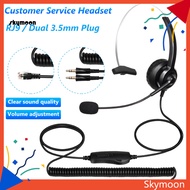 Skym* H300 Customer Service Headset Lossless Noise Reduction Breathable 35mm RJ9 MIC Long Cable Call Center Headphone for Telemarketing