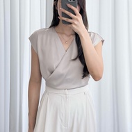 GABY Top | Basic satin v neck top, women's top, women's casual top