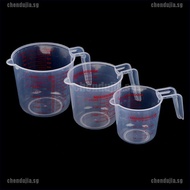 【chendujia】Plastic clear measuring cup mesure dish 250/500/1000ml liquid scale plastic