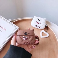 3338三裸熊 We Bare Bears 蘋果APPLE AIRPODS 1/2無線藍牙耳機防摔硅膠保護套