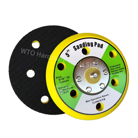 2PCS 5 Inch 6 Hole Hook & Loop Sanding Pad 5/16''*24 threads 12,000R.P.M DA Random Orbital Sander fo