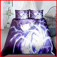 YT1 HUNTERxHUNTER 3IN1 Bedsheet Set Single Double Size Bed Sheet Japanese Anime Killua Zoldyck Bedro