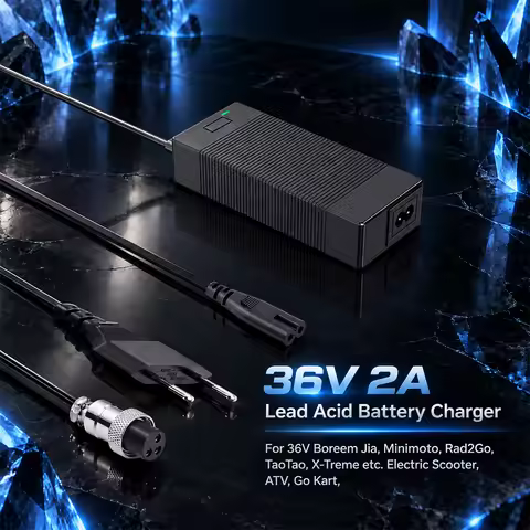 36V 2A Female 3-Pin Lead Acid Battery Charger Power Supply for 36V Boreem Jia, Minimoto, Rad2Go, ,AT