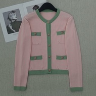 D4FY Women's Knitted Cardigan - Pink Sweet Top for Spring 2025