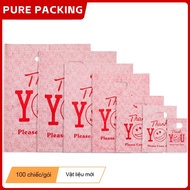 100 thick red smiley face plastic shopping bag food smiley face handbag