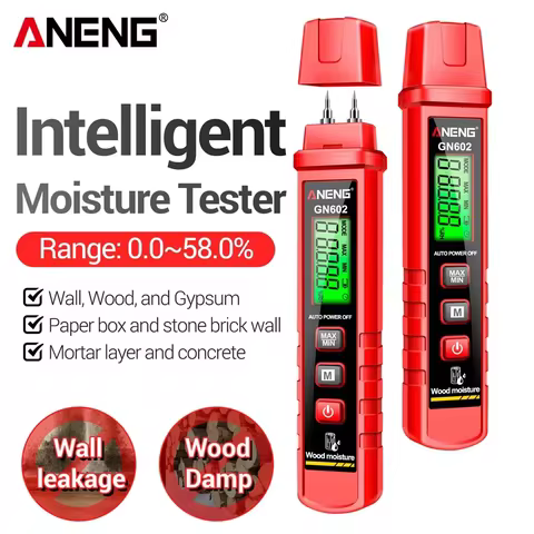 Handheld Digital Wood Moisture Meter 0~58% LCD Moisture Detector Humidity Tester for Wood Timber Bam
