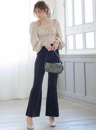 🌹日牌（黑/淡綠/淡粉）光澤感 褶紋 喇叭牌 松緊腰 長褲