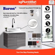 Baron x sgPlumbMart A107-ST Solid Top Stainless Steel Basin Cabinet Set with Ceramic Basin A107C