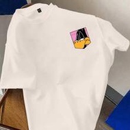 Men's Funny Cartoon Duffy Duck Fake Pocket Print Short Sleeve T-Shirt