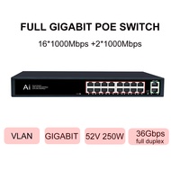 Gigabit Switch 16 Ports POE Switch 1000Mbps Ethernet POE Network Switch With Vlan RJ45 Hub Ethernet 