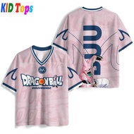 2026 Anime Dragon Ball Kid Buu 02 Black Purple 3DV Collar Children's Unisex T-shirt Street Wear Shor