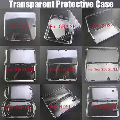 YUXI 1PCS Clear Crystal Shell For 2DS 3DS XL LL New 3DS XL NDSL NDSI XL PSP GO Protective Cover Shel